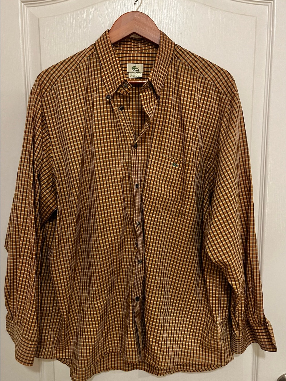 Vintage Lacoste Men's Plaid Button-Down Shirt
